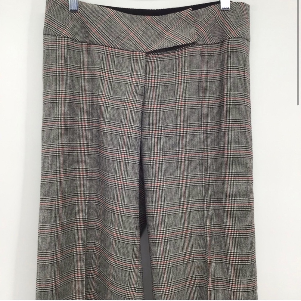 Milly of NY Wool Blend Wide Leg Trousers Pants Plaid Office Warm Career Size 6
